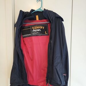 Superdry Men's Dark Blue and Bright Red Windbreaker